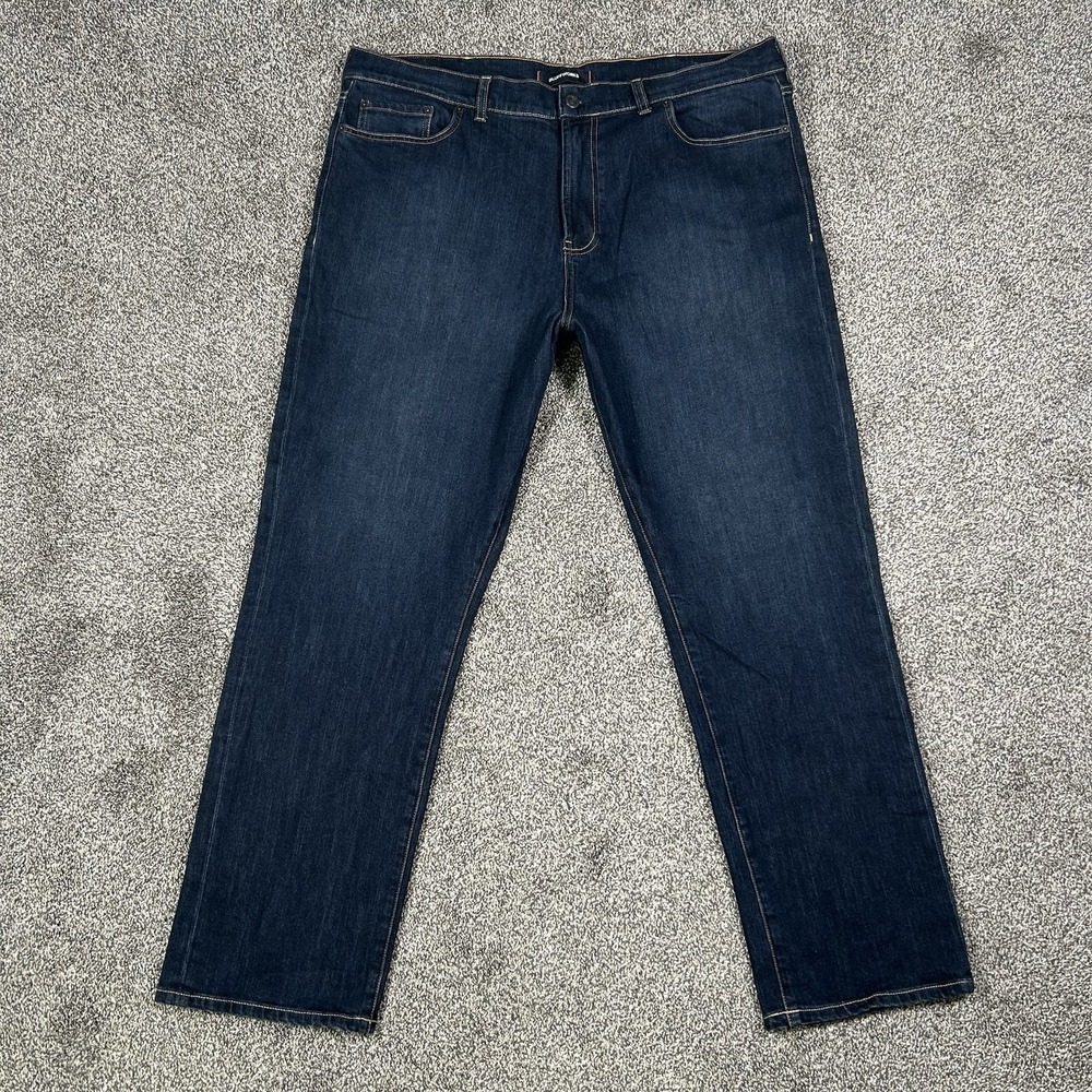 Bluffworks Departure 2.0 Dark Wash Denim Jeans Mens 40x32 Stretch Straight Leg